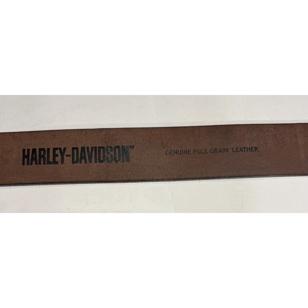 New $80 Harley Davidson Men's Laser Logo Brown Leather Interchangeable Buckle 38
